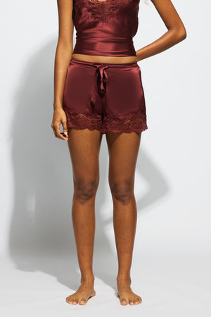 Ginia Silk Lace Shorts Ruby Red