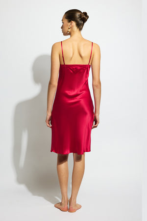 Ginia Silk Midi Slip Ruby
