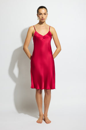 ginia Silk Midi Slip Ruby