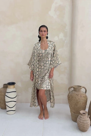 Ginia Silk Robe Python Print
