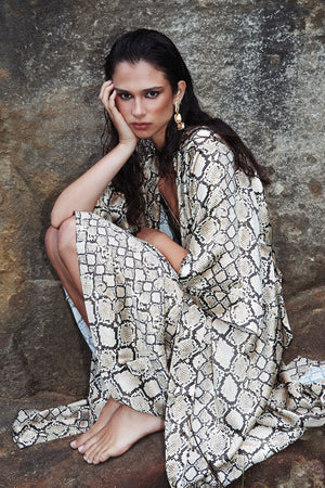 Ginia Silk Robe Python Print