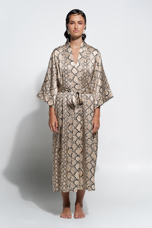 Ginia Silk Robe Python Print