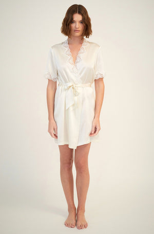 Ginia Silk Robe With Lace