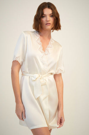 ginia Silk Robe With Lace