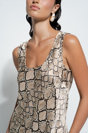 Ginia Silk Singlet Slip Python Print
