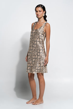 Ginia Silk Singlet Slip Python Print