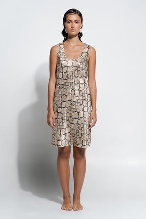 ginia Silk Singlet Slip Python Print