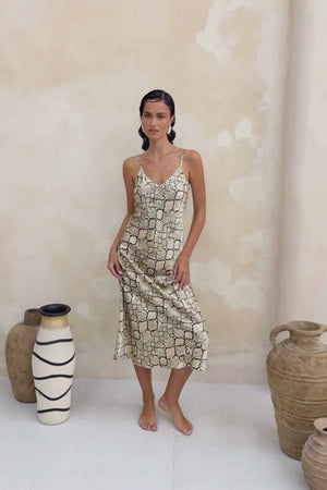 Ginia Silk Slip Python Print