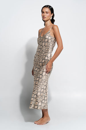 Ginia Silk Slip Python Print