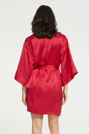 Ginia Silk Wrap Robe Ruby