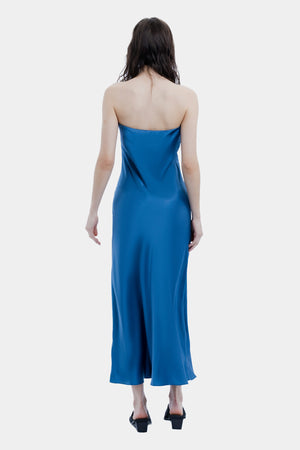 Ginia Strapless Bias Midi Dress