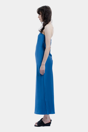 Ginia Strapless Bias Midi Dress