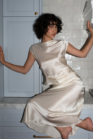 Ginia Tucked Midi Skirt