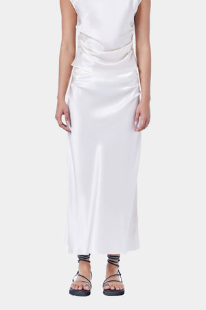 ginia Tucked Midi Skirt