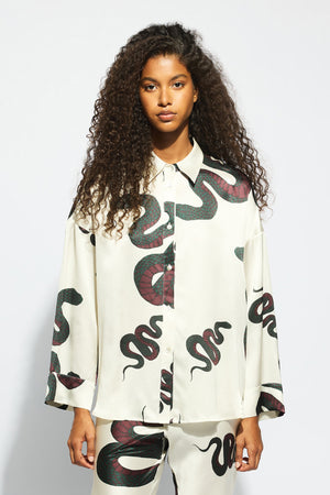 Ginia Valentina Boxy Shirt Snake Print