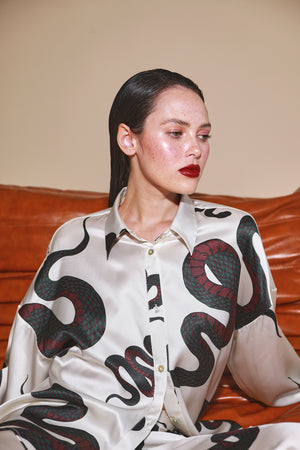 Ginia Valentina Boxy Shirt Snake Print