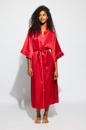 Ginia Valentina Robe Chilli Red With Candy Pink