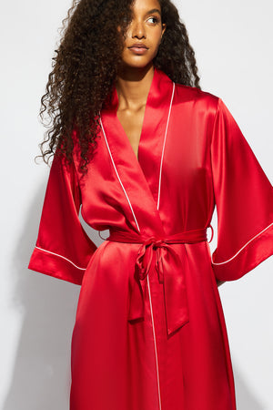 Ginia Valentina Robe Chilli Red With Candy Pink