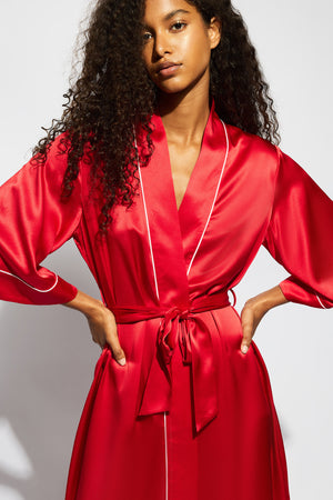 ginia Valentina Robe Chilli Red With Candy Pink