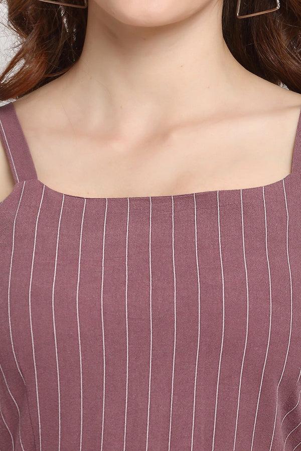 Gipsy Aubergine Midi Length Square Cotton Dress Aubergine