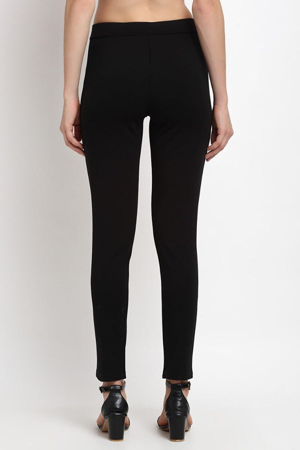 Gipsy Black Ankle Length Solid NR Knit Jegging Black