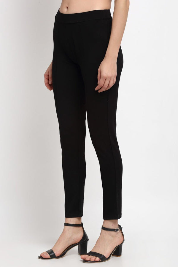 Gipsy Black Ankle Length Solid NR Knit Jegging Black