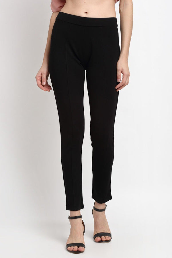 gipsy Black Ankle Length Solid NR Knit Jegging Black