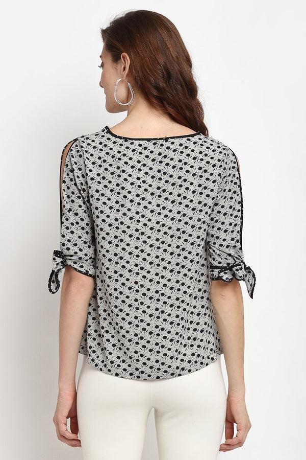 Gipsy Black Medium Length Round Neck Synthetics Blouse Black