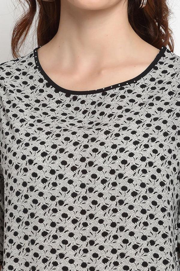 Gipsy Black Medium Length Round Neck Synthetics Blouse Black