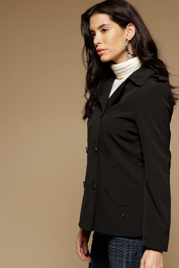 Gipsy Black Regular Length Full Sleeves Collar Neck Polyester Jacket Black