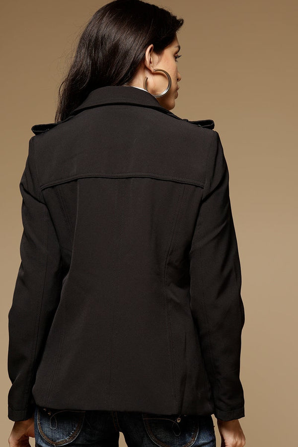 Gipsy Black Regular Length Full Sleeves Collar Neck Polyester Jacket Black