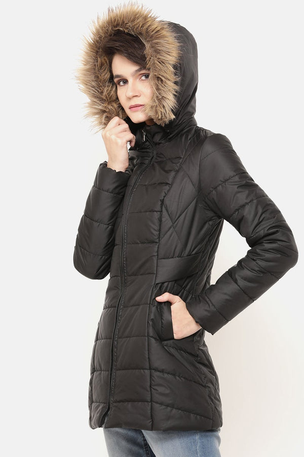 Gipsy Black Regular Length Solid Polyester Jacket Black