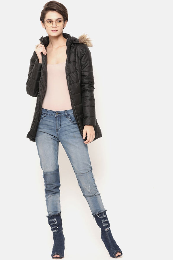 Gipsy Black Regular Length Solid Polyester Jacket Black