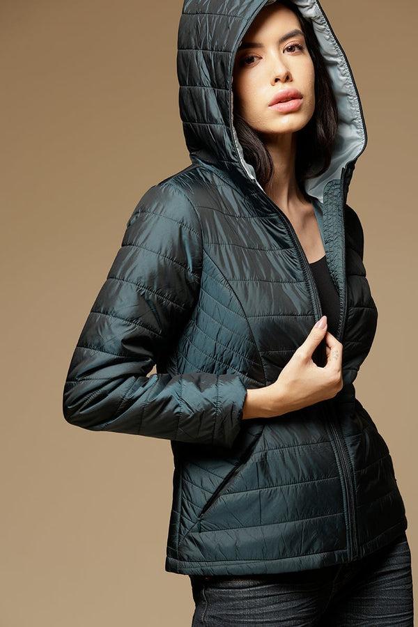 Gipsy Bottle Green Regular Length Full Sleeves Hoodies Polyester Jacket Bottle Green