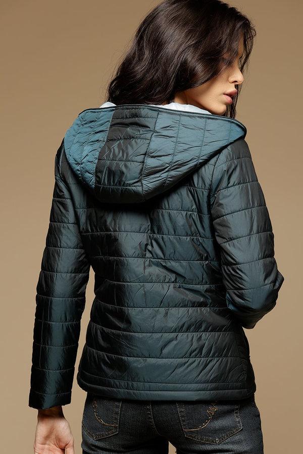 Gipsy Bottle Green Regular Length Full Sleeves Hoodies Polyester Jacket Bottle Green