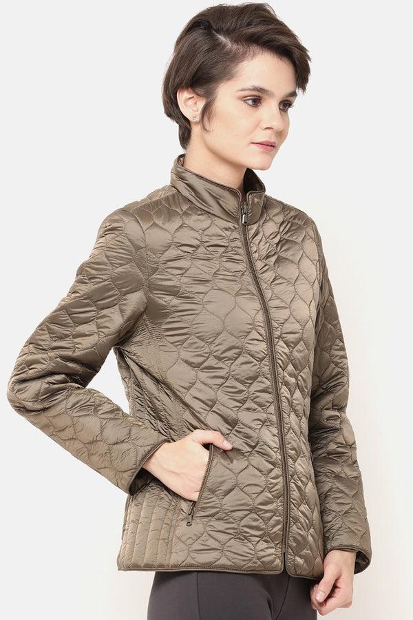 Gipsy Coffee Regular Length Solid Polyester Jacket Coffee