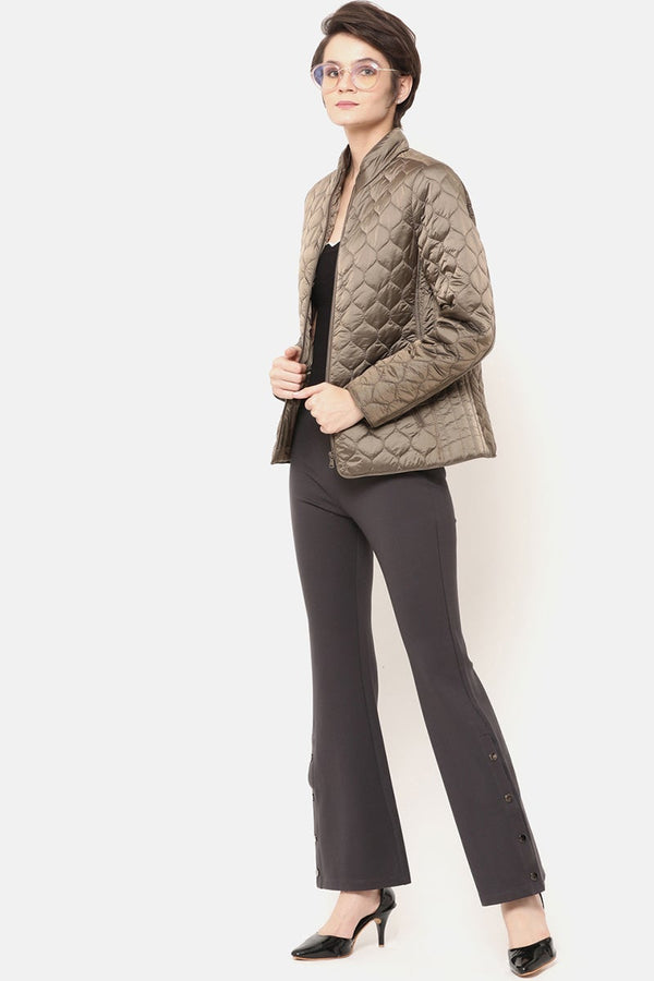 Gipsy Coffee Regular Length Solid Polyester Jacket Coffee