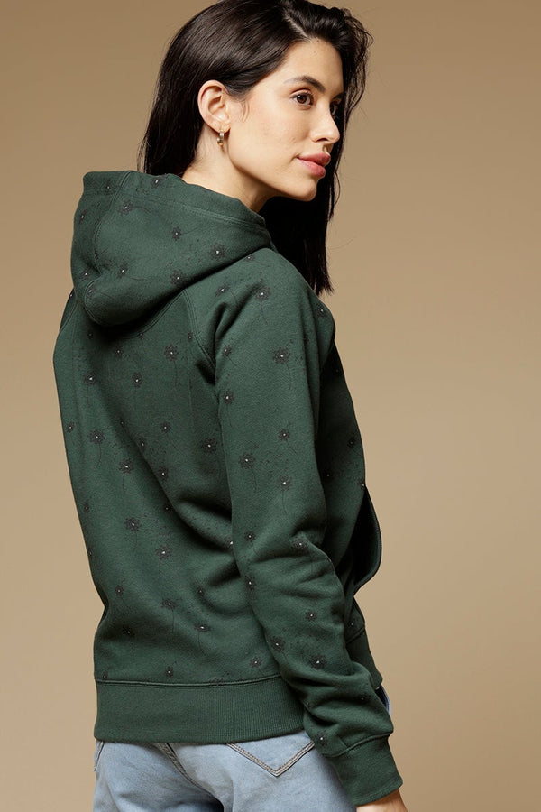 Gipsy Dark Green Regular Length Long Sleeves PolyCotton Hoodies SweatShirt Dark Green