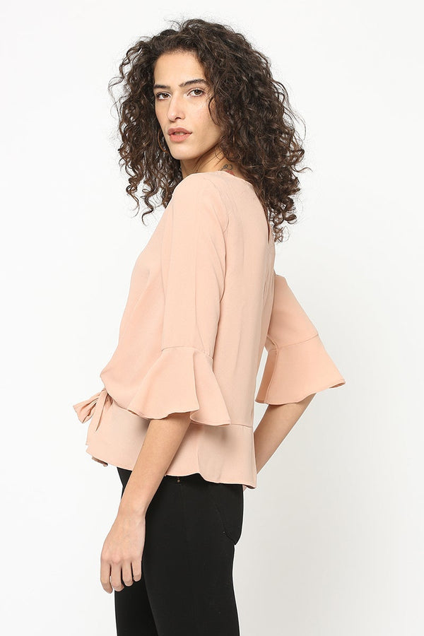 Gipsy Dusky Pink Medium Length Round Neck Polyester Blouse Dusky Pink