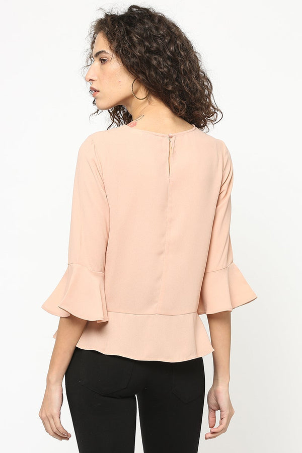 Gipsy Dusky Pink Medium Length Round Neck Polyester Blouse Dusky Pink