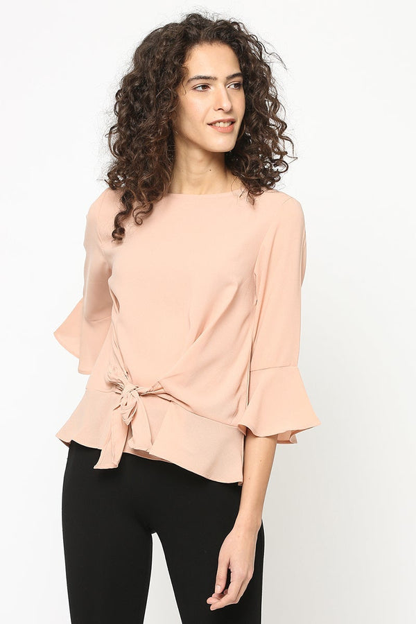 gipsy Dusky Pink Medium Length Round Neck Polyester Blouse Dusky Pink