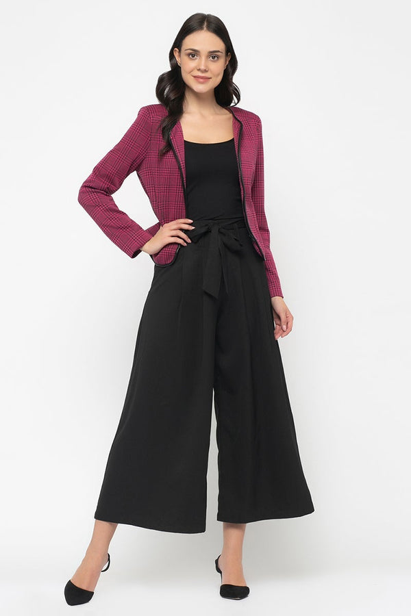 Gipsy Fusa Regular Length Check Wool Jacket Fuschia