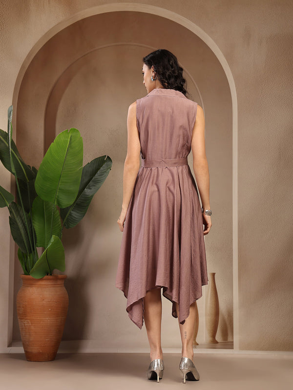 Gipsy Gipsy Auberzine Solid Polyester Dress Auberzine