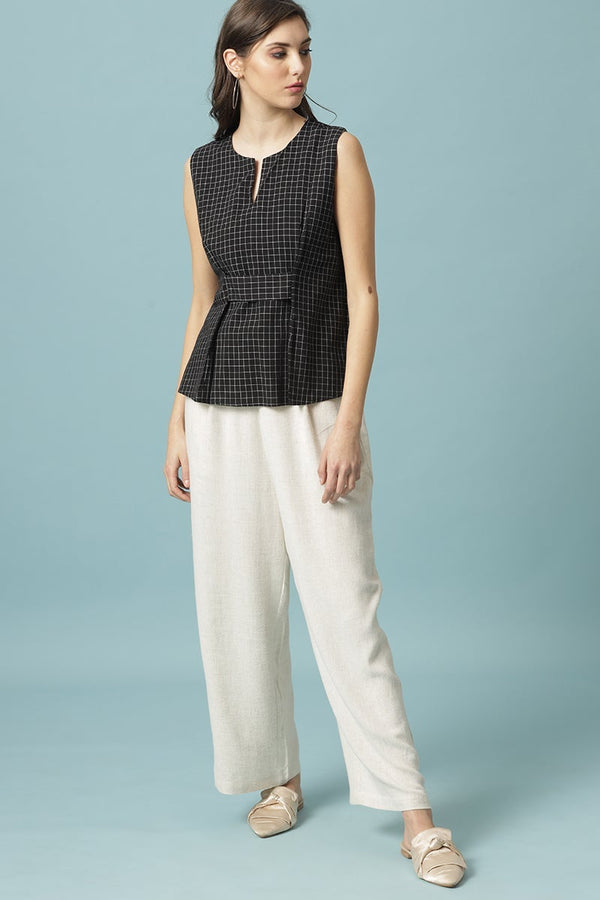 Gipsy Gipsy Black Medium Length V-Neck Cotton Blouse Black