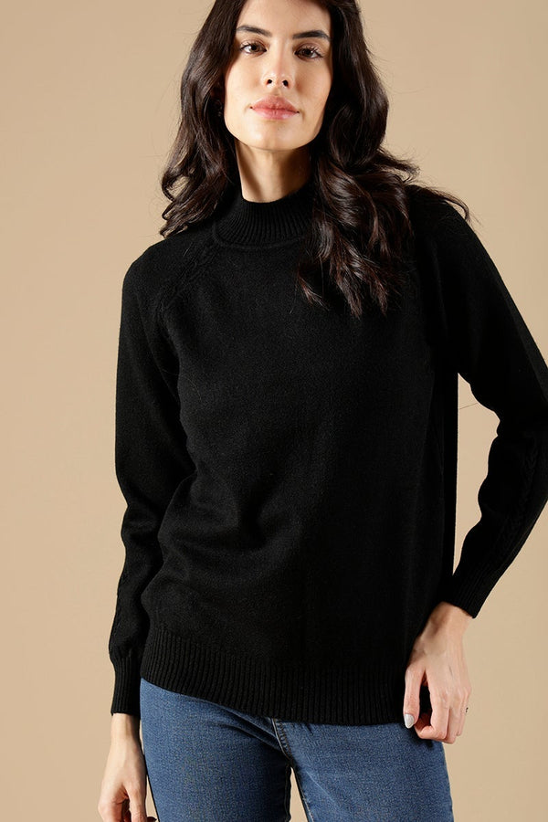 gipsy Black Regular Fit Acrylic Sweaters Black