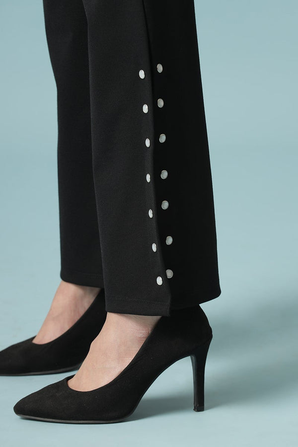 Gipsy Black Solid Knitted Bootcut Jegging Black