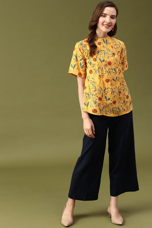 Gipsy Gipsy Black Solid Linen Pant/Trousers Navy Blue