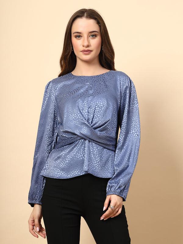 gipsy Blue Top Front Fabric Knotting