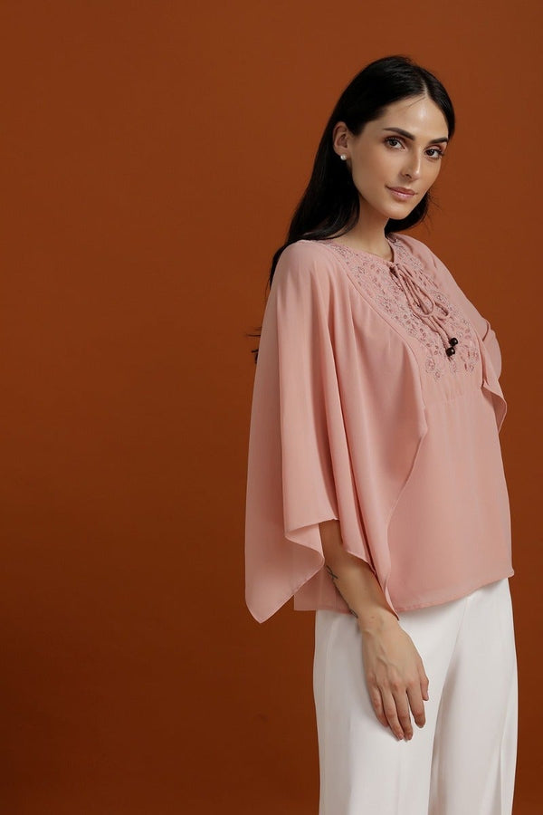 Gipsy Blush Pink Beaded Top Dusky Pink
