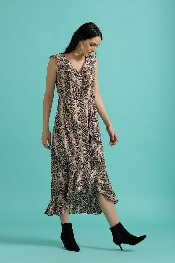 Gipsy Bold Snake Effect Dress Beige
